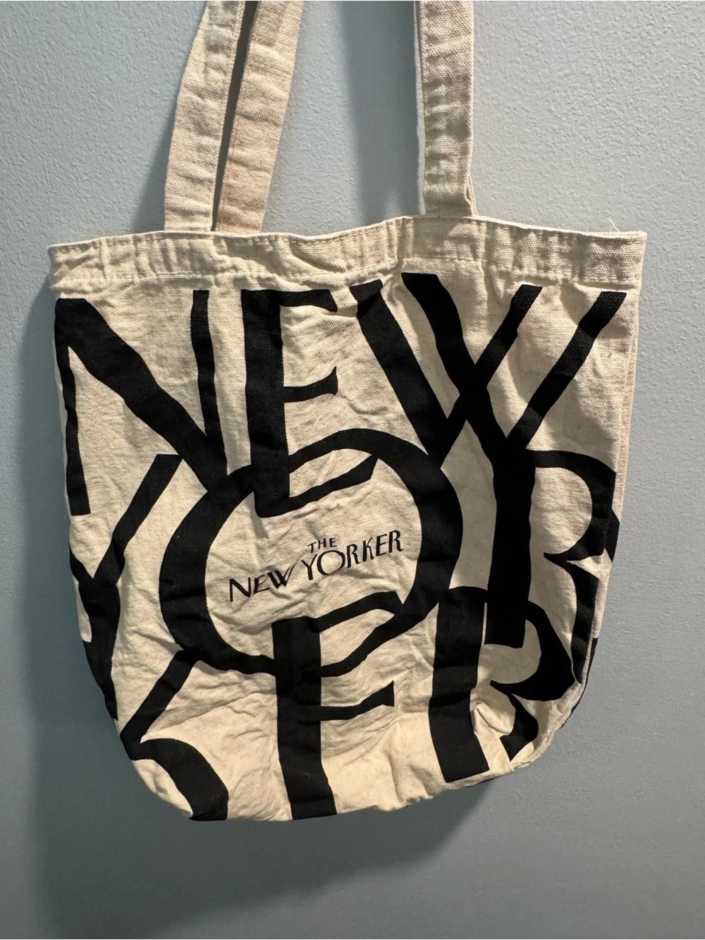The New Yorker Black & Cream Logo Canvas Tote Bag